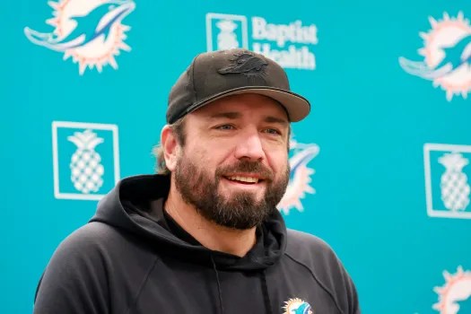 Frank Smith, new Assistant Head Coach of the Minnesota Vikings, giving a press conference during his tenure with the Miami Dolphins