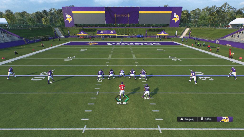 Shotgun spread formation for the Minnesota Vikings in Madden